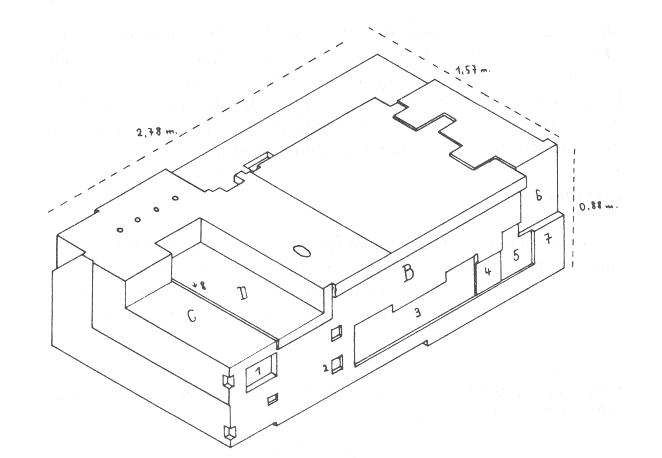Dibujo de Uhle-St�bel
                      con la estructura de Puma Punku