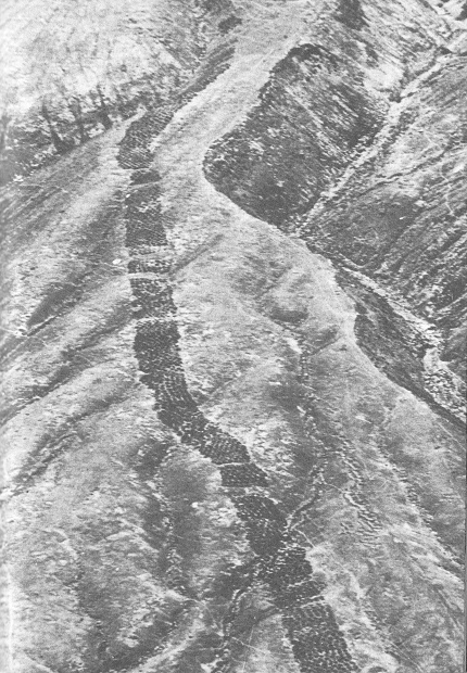 La pista de agujeros (pista de
              huecos, franja de agujeros) en la región de Pisco, vista
              aérea 02