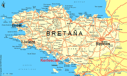 Mapa de la Breta�a
                        con Kerlescan