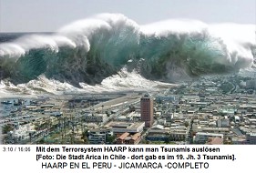 Mit dem Terrorsystem HAARP kann man
                            Tsunamis ausl�sen [Foto: Die Stadt Arica in
                            Chile hatte im 19. Jh. 3 Tsunamis].