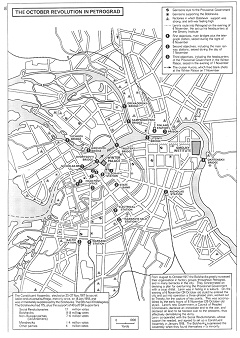 Russland 1917: Revolution Oktober 1917 in
                  Petersburg, Karte