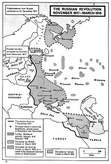 Sowjetunion SU 1917-1918: Alliierte Besetzungen,
                  Karte