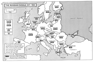 Sowjetunion SU 1917-1923: Flucht und Exil, Karte