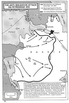 Sowjetunion SU 1919: Angriff auf Petersburg,
                  Karte
