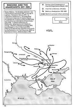 Anarchisten in der Ukraine 1917-1920, Karte