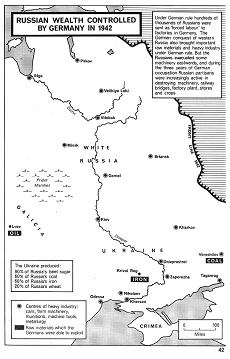 Sowjetunion SU 1942: NS-kontrollierte
                  Bodensch�tze in West-Russland, Karte