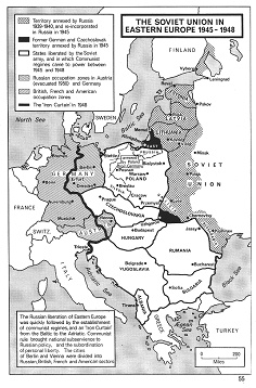 Politische Gliederung Osteuropas unter Stalins
                  Diktatur 1945-1948, Karte