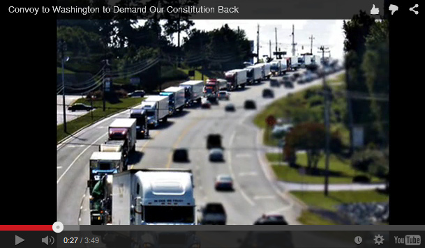 Trucks auf dem Weg nach                                  Washington, um die Verfassung                                  zur�ckzufordern, Oktober 2013