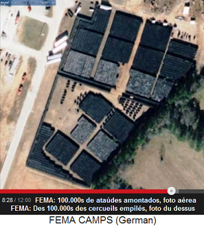 Un campo de ata�des de la FEMA, foto
                              a�rea de google earth