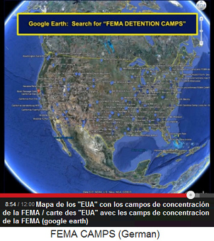 El mapa de los "EUA" de
                              google earth con los campos de
                              concentraci�n (ccs) de la FEMA