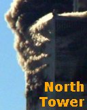 11 de
                            septiembre 2001: La torre norte del WTC con
                            humo negro y blanco saliendo de ventanas
                            cerradas herm�ticas corto tiempo antes de la
                            ca�da