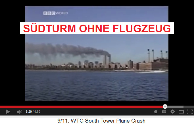 Der S�dturm des
                            WTC ist ohne Flugzeug, Film der BBC 01