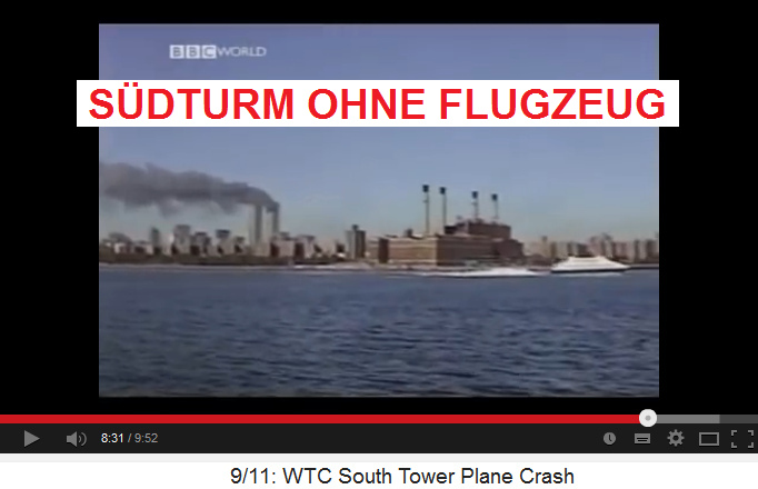 Der S�dturm des
                              WTC ist ohne Flugzeug, Film der BBC 02