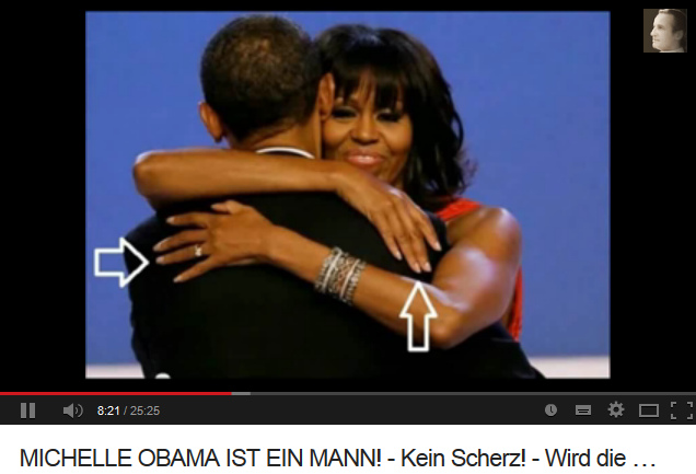 Michael Obama als
                      "First Lady" verkleidet ("Michelle
                      Obama") mit langem, m�nnlichem Ringfinger 03