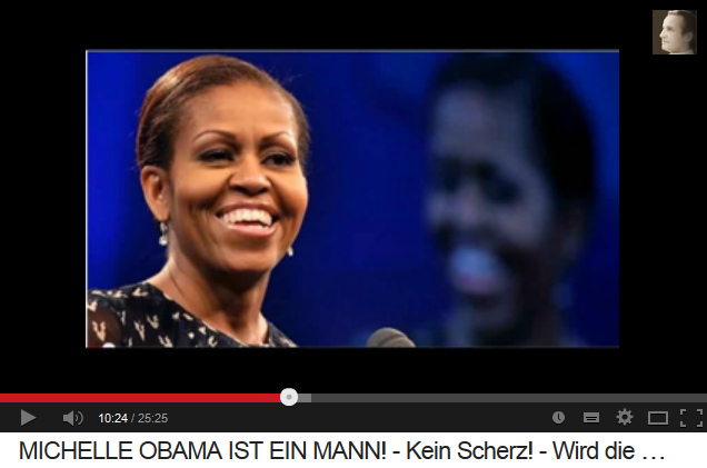 Michael Obama als
                      "First Lady" verkleidet mit breiten,
                      m�nnlichen Schultern, die breiten Nackenmuskeln
                      sind durch das Kleid verdeckt