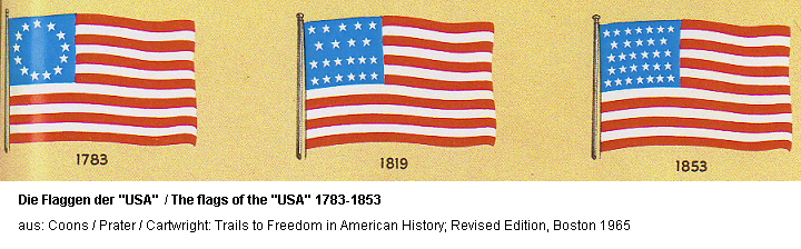 Here are shown
the flats of the white "Christian" racist
flags "USA" from 1783, 1819, and 1853. And
how is a flag of the natives? Here are shown
the flats of the white "Christian" racist
flags "USA" from 1783, 1819, and 1853. And
how is a flag of the natives?