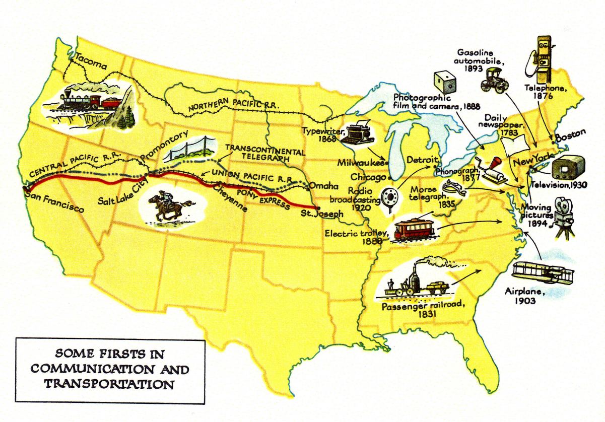 Erfindungen USA inventions, firsts --
                      Karte, map, mapa, carte, carta, terkep