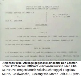 Anklage gegen den
                              Kokaindealer Dan Lasater 1986