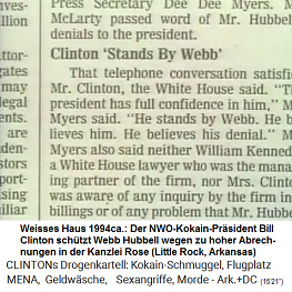 Weisses Haus 1994ca.: Kokain-Bill
                            Clinton sch�tzt Web Hubbell wegen angeblich
                            zu hohen Abrechnungen in der Kanzlei Rose