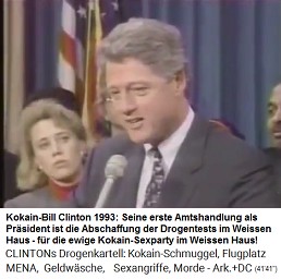 Weisses Haus 1993-2001: Kokain-Pr�sident Bill Clinton schafft die Drogentests f�r Abgeordnete ab