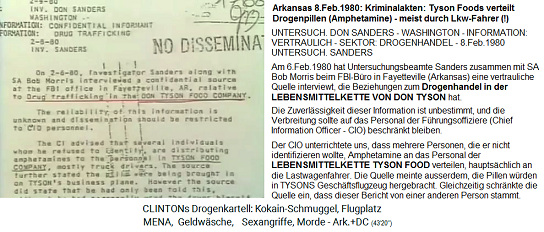 Arkansas 8.Feb.1980: Kriminalakten: Tyson Foods verteilt Drogenpillen (Amphetamine) - meist durch Lkw-Fahrer (!)
