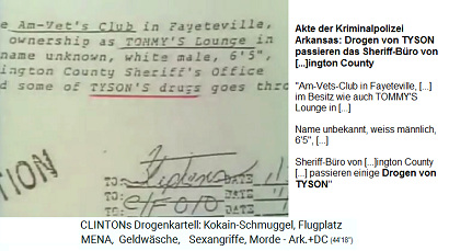 Akte der Kriminalpolizei Arkansas: Drogen von TYSON passieren das Sheriff-B�ro von [...]ington