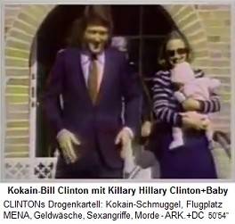 Kokain-Gouverneur Bill Clinton simuliert mit Killary Hillary Clinton ein Familineleben mit einem Baby