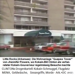 Little Rocks (Arkansas), Wohnanlage "Quapaw-Turm" ("Quapaw Tower"), wo Jhennifer Flowers wohnt, wo Kokain-Bill Clinton als verheirateter Kokain-Gouverneur regelm�ssig Besuche machte