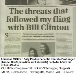 Artikel: Sally Perdue berichtet �ber Drohungen nach der Aff�re mit dem Kokain-Clinton
