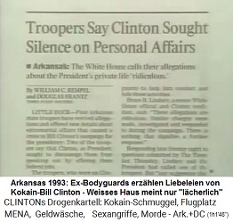 Artikel: Soldaten meinen, Clinton wollte Stillschweigen �ber pers�nliche Aff�ren. Das Weisse Haus bezeichnet die Anschuldigungen gegen das Privatleben des Pr�sidenten als 'l�cherlich'