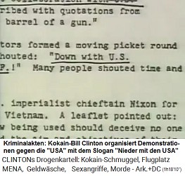 Kriminalakten der Kriminalpolizei: Der Kokain-Student Bill Clinton organisierte Demonstrationen gegen die "USA": "Down with USA"