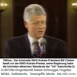 Der kriminelle NWO-Kokain-Pr�sident Bill Clinton faselt was von "ethischen Standards" - 1993ca.