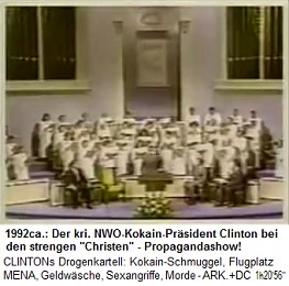 Der NWO-Kokainpr�sident Bill Clinton besucht strenge Christen 1992ca.