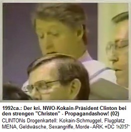 Der NWO-Kokainpr�sident Bill Clinton besucht strenge Christen 1992ca. - alles nur Propagandashow!