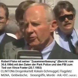 Der "Spezialanwalt" Fiske pr�sentiert seinen "Bericht" am 30. Juni 1994 mit Daten der Park Police und des FBI �ber den Tod von Foster