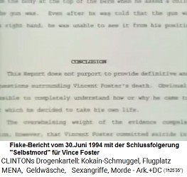 Fiske-Bericht vom 30. Juni 1994 �ber Fosters Tod mit der erfundenen Schlussfolgerung "Selbstmord" (suicide)