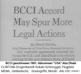 Artikel: Die BCCI ist ab 1991 geschlossen, zwischen den "USA" und Abu Dhabi wird ein Abkommen geschlossen