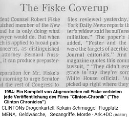 Abgeordnete und Fiske verbieten die Ver�ffentlichung des Films "Die Clinton-Chronik" ("The Clinton Chronicles")