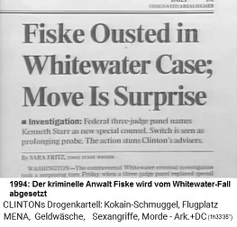 1994: Der kriminelle Anwalt Fiske wird vom Whitewater-Fall abgesetzt