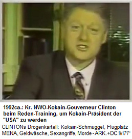 Der kriminelle NWO-Kokain-Gouverneur Bill Clinton trainierte vor den Pr�sidentschaftswahlen, wie man "richtig" Reden h�lt: Immer in die Kamera schauen, und an die eigenen L�gen glauben