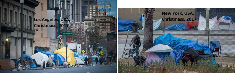Weihnachten 04: Obdachlose mit Zelten in Los Angeles und New York City