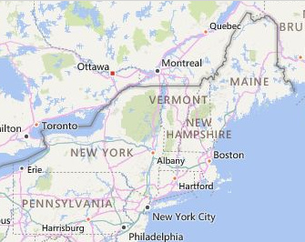 Karte der "USA"
                        mit dem Bundesstaat "Vermont"