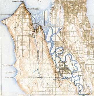 Duwamish-Fluss , Duwamish river fliesst 1909
                      nur noch teilweise in M�andern