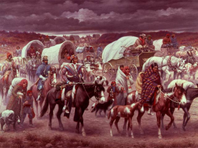 Trail of Tears (1000-Meilen-Todesmarsch "Zug
                der Trnen") der Cherokee-Indianer aus Georgia
                1836