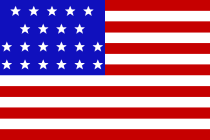 Die Flagge
                  der kriminellen, weiss-rassistischen "USA"
                  auf dem Boden der Primrnationen, nach dem Beitritt
                  von Illinois, 1819