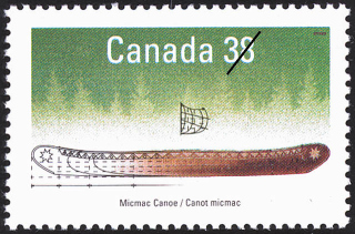 Micmac-Kanu auf einer
                                    Briefmarke
