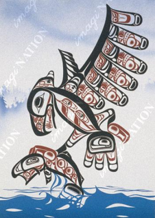Tsimshian-Malerei: Vogel fngt
                                    Fisch
