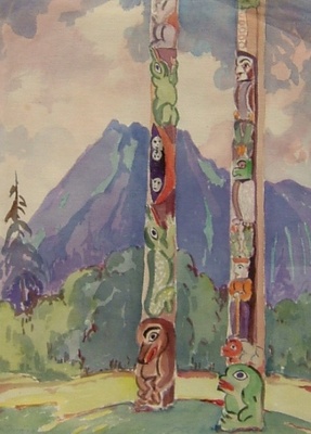 Mildred Valley Thornton:
                          Totempfhle (Wasserfarbe), 1940 ca.
