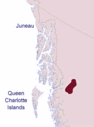 Karte mit der Angabe der
                                    Primrnation der Gitksan-Indianer in
                                    der Nhe der kanadischen
                                    Pazifikkste und an der Grenze zu
                                    Alaska