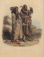 Karl Bodmer, zwei Ureinwohner
                                    der Mandan-Primrnation
